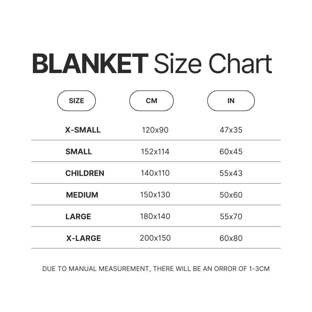 Blanket Size Chart - AFI Band Shop