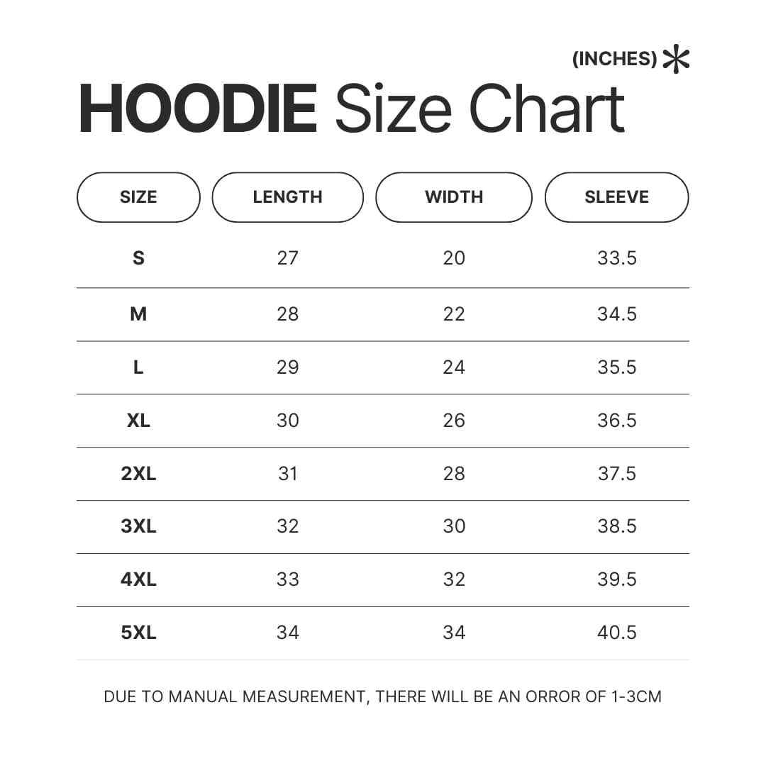 Hoodie Size Chart - AFI Band Shop