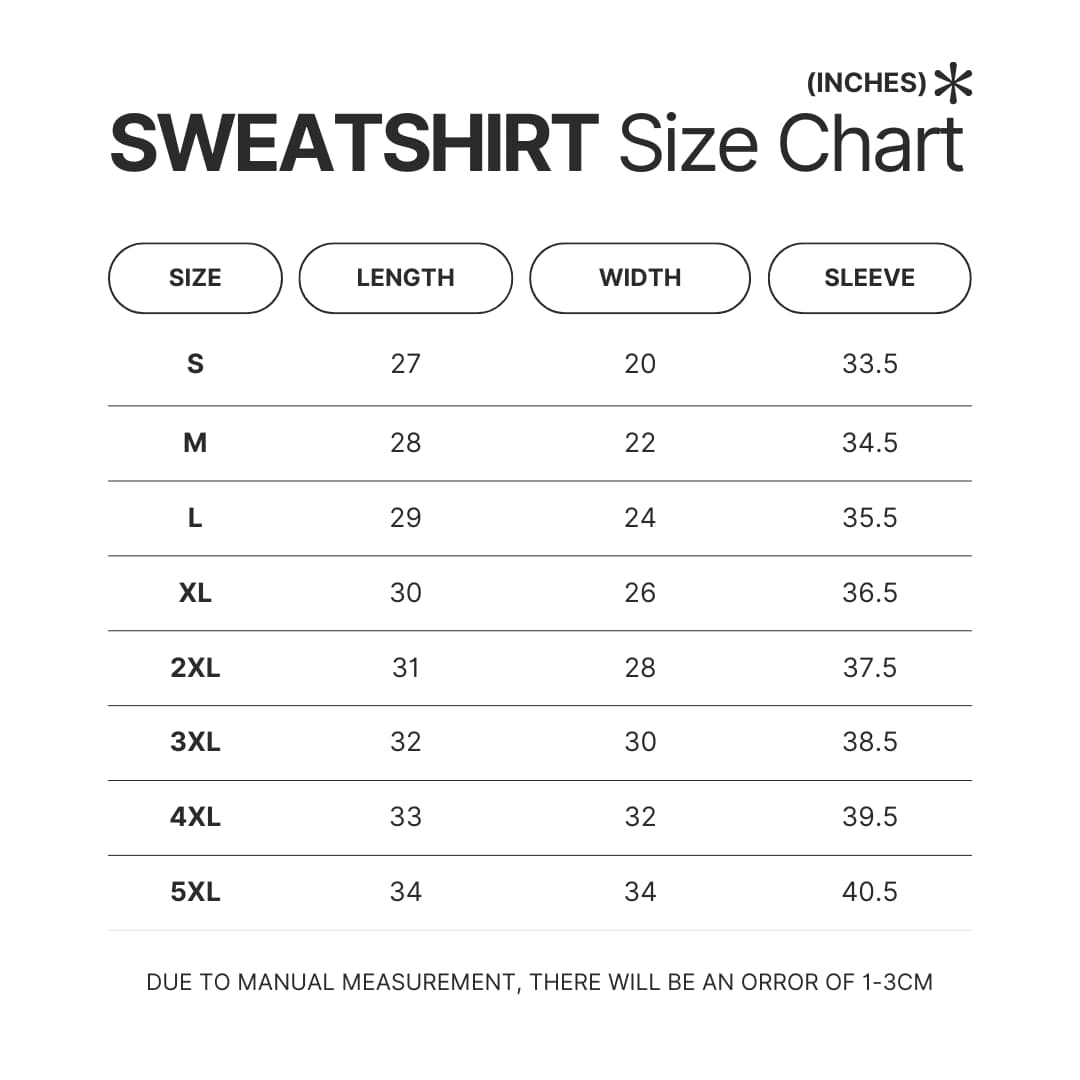 Sweatshirt Size Chart - AFI Band Shop