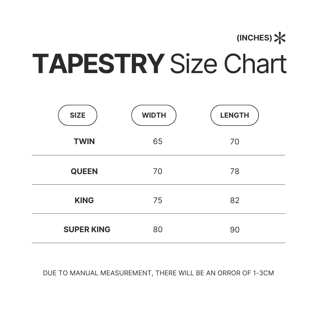 Tapestry Size Chart - AFI Band Shop