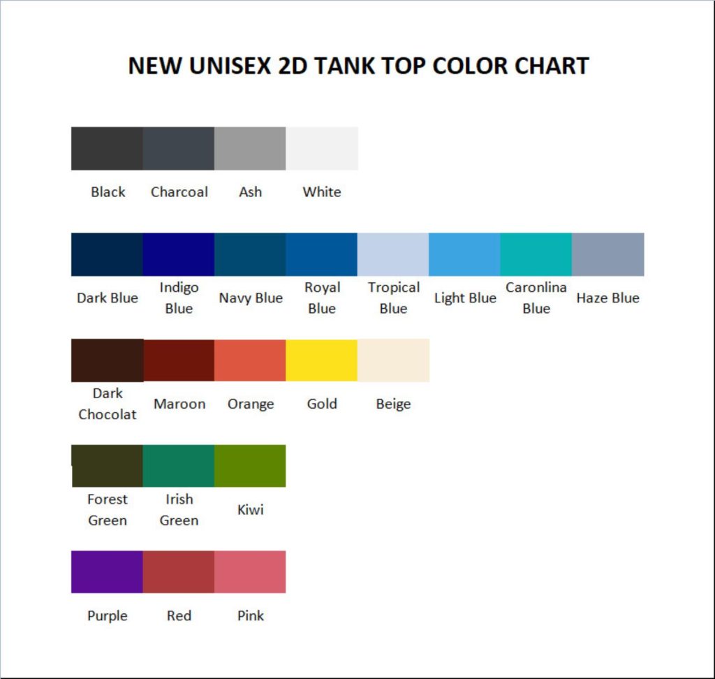 tank top color chart - AFI Band Shop